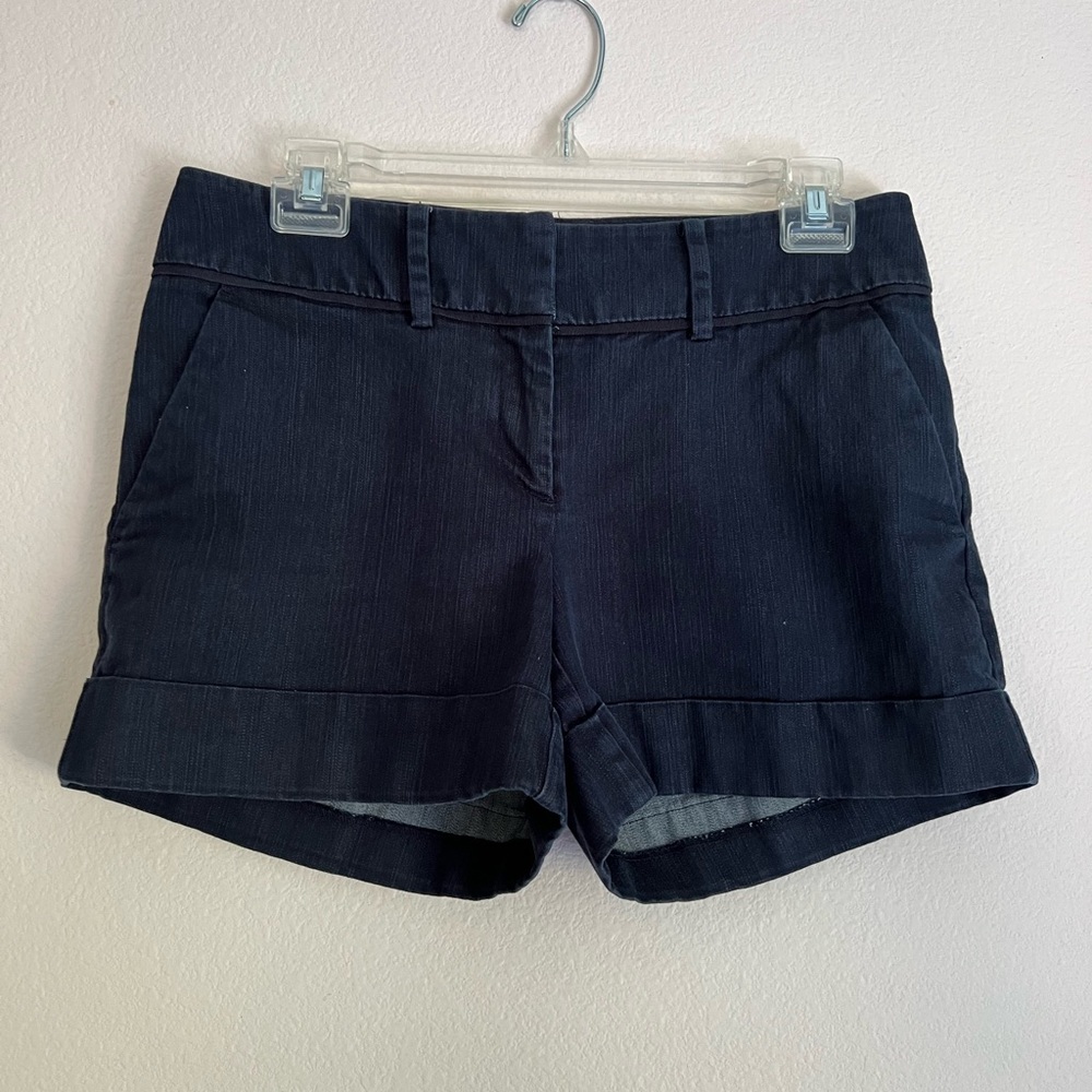 7th Avenue New York & Company Dark Navy Blue Cuffed Hem Shorts - Picture 2 of 10